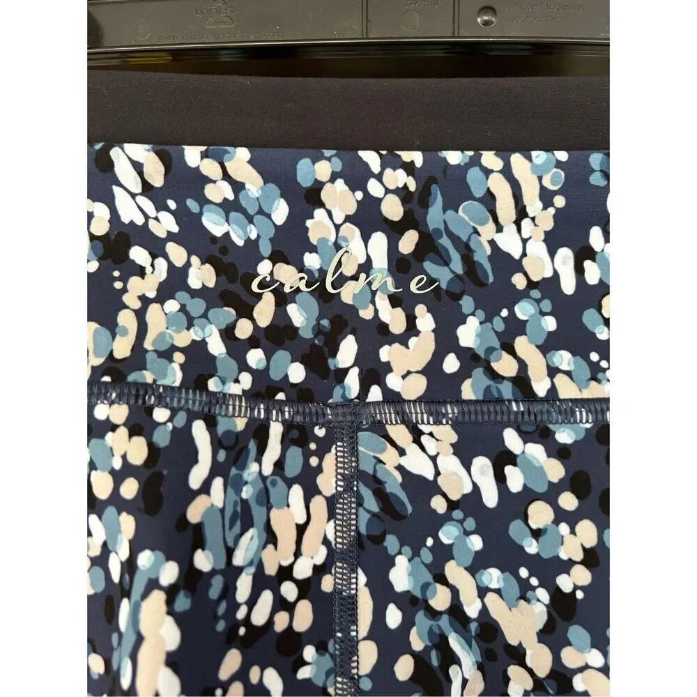 NWOT Calme x Johnny Was Endurance High Waist 7/8 Leggings Blue Speckled Medium - Picture 6 of 8